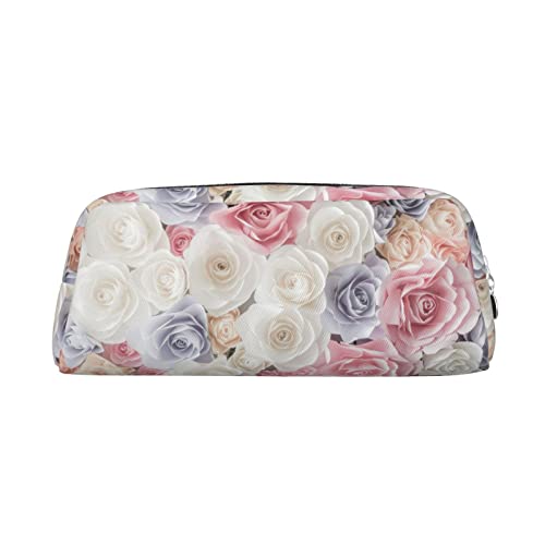 JCAKES Rose Blume Floral Leder Federmäppchen Federtasche für Mädchen Federmäppchen Jungen Klein Federmäppchen Personalisierte Federmäppchen Aufbewahrungstasche Kosmetiktasche, silber, Einheitsgröße, von JCAKES