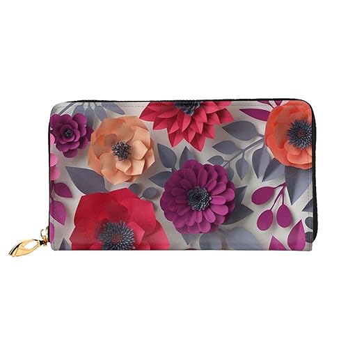 JCAKES Rot Rosa Blumen Leder Geldbörsen für Männer Geldbörsen für Männer Reise Brieftasche Frauen Geldbörsen Brieftasche Kartenhalter, Schwarz , Einheitsgröße, Modern von JCAKES