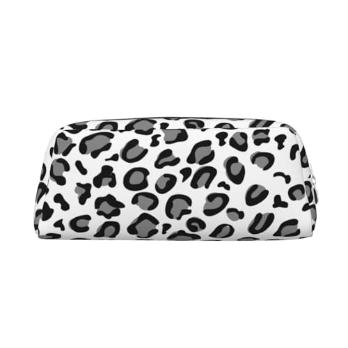 JCAKES Schwarz und Weiß Leopard Leder Federmäppchen Federtasche für Mädchen Mäppchen Jungen Klein Federmäppchen Personalisierte Federmäppchen Aufbewahrungstasche Kosmetiktasche, silber, Einheitsgröße, von JCAKES
