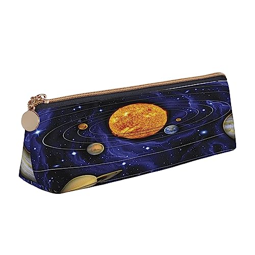 JCAKES Solar Galaxy Leder Dreieck Federmäppchen Dreieckige Leder Schreibwaren Organizer Bleistift Fällen Aufbewahrungstasche Kosmetiktasche, weiß, Einheitsgröße, Taschen-Organizer von JCAKES