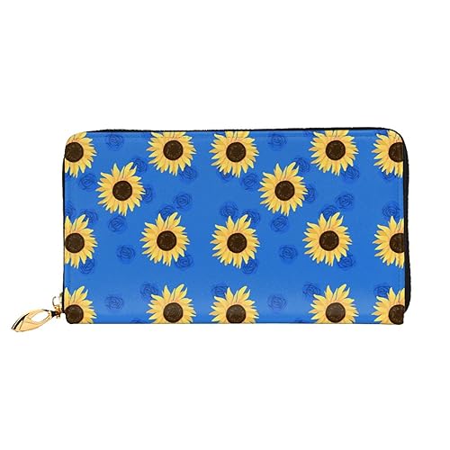 JCAKES Sonnenblume Leder Geldbörsen für Männer Geldbörsen für Männer Reise Brieftasche Frauen Geldbörsen Brieftasche Kartenhalter, Schwarz , Einheitsgröße, Modern von JCAKES