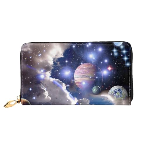 JCAKES Space Planet Ledergeldbörse Herren Geldbörsen Frauen Geldbörsen Reisebrieftasche Brieftaschen für Männer Geldbörse für Frauen Herren Ledergeldbörse Personalisierte Geldbörsen für Männer, Space von JCAKES