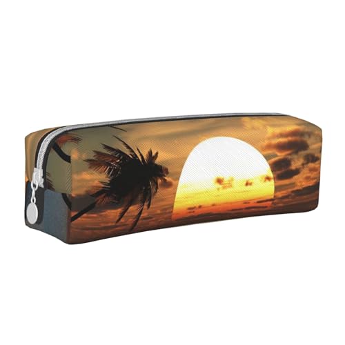 JCAKES Strand Sonnenaufgang Leder Federmäppchen Personalisierte Federmäppchen Federtasche für Mädchen Federmäppchen Jungen Aufbewahrungstasche Kosmetiktasche Klein Federmäppchen, Strand Sunrise, von JCAKES