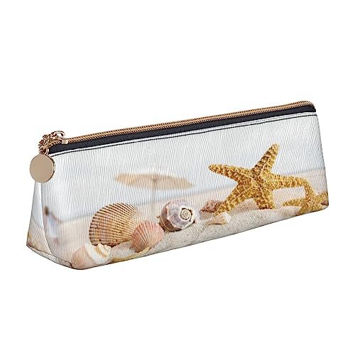 JCAKES Strandthema Leder Dreieck Federmäppchen Dreieckige Leder Schreibwaren Organizer Federmäppchen Aufbewahrungstasche Kosmetiktasche, weiß, Einheitsgröße, Taschen-Organizer von JCAKES