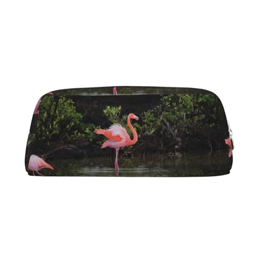 JCAKES Zwei Flamingos Leder Federmäppchen Federtasche für Mädchen Mäppchen Jungen Klein Federmäppchen Personalisiert Federmäppchen Aufbewahrungstasche Kosmetiktasche, silber, Einheitsgröße, von JCAKES