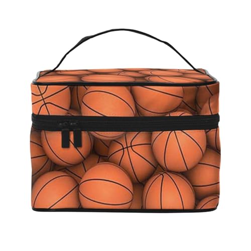 Japan Fancy Carp Fishes Make-up-Tasche für Damen – tragbare Reise-Kosmetiktasche für Alltagsgegenstände, Basketball orange, Einheitsgröße von JCAKES