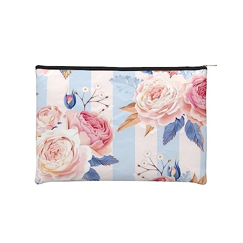 Kosmetiktasche, Reise-Organizer-Tasche – Blumen Streifen kleine Kosmetiktaschen für Frauen – Kulturbeutel – Mini-Make-up-Tasche mit Reißverschluss, Schwarz , Einheitsgröße von JCAKES