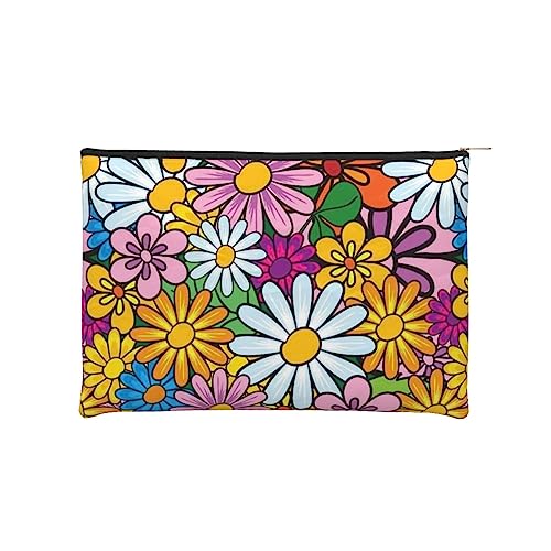 Kosmetiktasche, Reise-Organizer-Tasche – Cartoon süße Blumen, kleine Kosmetiktaschen für Frauen – Kulturbeutel – Mini-Make-up-Tasche mit Reißverschluss, Schwarz , Einheitsgröße von JCAKES