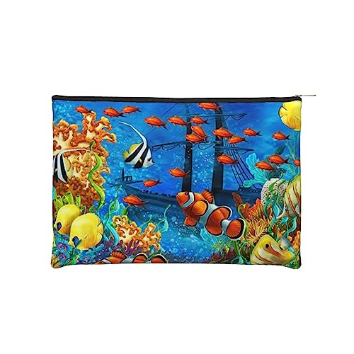 Kosmetiktasche, Reise-Organizer-Tasche – The Underwater World Tropical Fish Kleine Kosmetiktasche für Frauen – Kulturbeutel – Mini-Make-up-Tasche mit Reißverschluss, Schwarz , Einheitsgröße von JCAKES