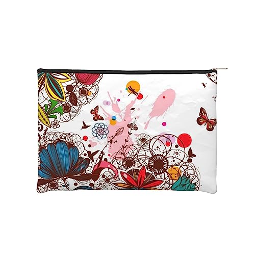 Kosmetiktasche, Reise-Organizer-Tasche – bunte Blumen-Schmetterling, kleine Kosmetiktaschen für Frauen – Kulturbeutel – Mini-Make-up-Tasche mit Reißverschluss, Schwarz , Einheitsgröße von JCAKES