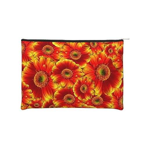 Kosmetiktasche Kulturbeutel Handtasche Make-up Beutel mit Reißverschluss Reise Organizer Tasche Wiederverwendbare kleine Kosmetiktaschen für Frauen/Orange Sonnenblume, Schwarz , Einheitsgröße, von JCAKES