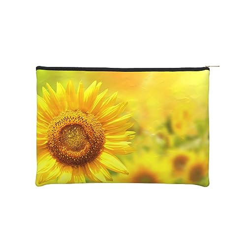 Kosmetiktasche Kulturbeutel Handtasche Make-up Beutel mit Reißverschluss Reise Organizer Tasche Wiederverwendbare kleine Kosmetiktaschen für Frauen/Sonnenblume, Schwarz , Einheitsgröße, Make-up-Tasche von JCAKES