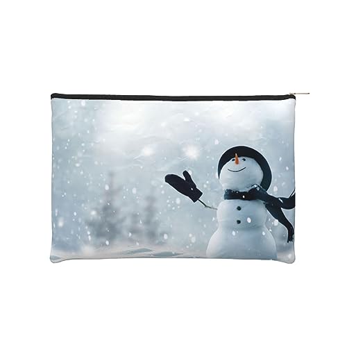 Kosmetiktasche Kulturbeutel Handtasche Make-up Beutel mit Reißverschluss Reise Organizer Tasche Wiederverwendbare kleine Kosmetiktaschen für Frauen/Weihnachten Happy Snowman, Schwarz , Einheitsgröße, von JCAKES