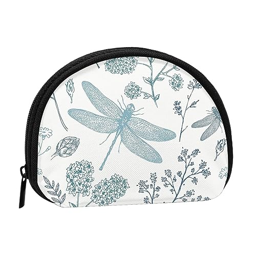 Libelle Blume Shell Brieftasche Mini Aufbewahrungstasche Kleine Münzbörse Geldbörsen Münzbörsen Beutel Münzgeldbörse Frauen Münzgeldbörse Herren, Schwarz , Einheitsgröße, Zeitgenössisch von JCAKES