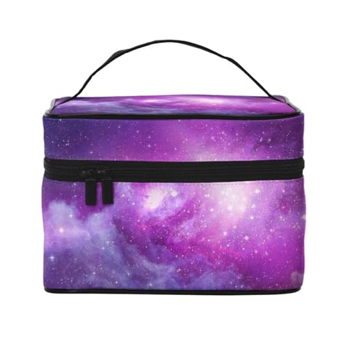 Purple & Blue Galaxy Make-up-Tasche für Damen, tragbare Reise-Kosmetiktasche für Alltagsgegenstände, Purple & Blue Galaxy, Einheitsgröße von JCAKES