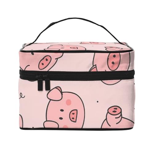 Rose Gold Wallpaper Damen Make-up Tasche - Tragbare Reise Kosmetiktasche für Alltagsgegenstände, Rosa süßes Schwein, Einheitsgröße von JCAKES