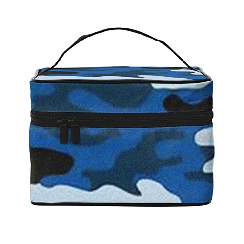 Schwarze und weiße Sonnenblumen Damen Make-up Tasche - Tragbare Reise Kosmetiktasche für Alltagsgegenstände, blau camouflage, Einheitsgröße von JCAKES