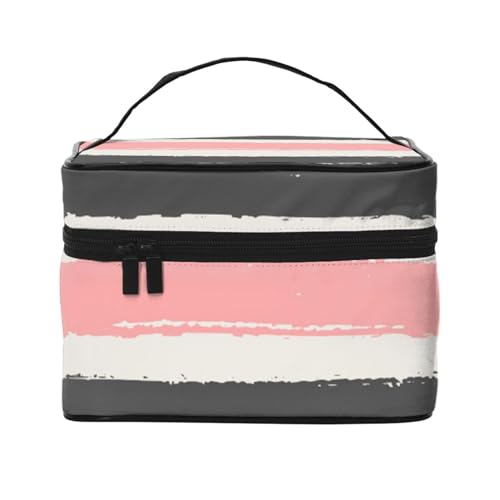 Stadion Football Satdium Field Light Night Damen Make-up Tasche - Tragbare Reise Kosmetiktasche für Alltagsgegenstände, Rosa hell- und dunkelgraue Streifen., Einheitsgröße von JCAKES