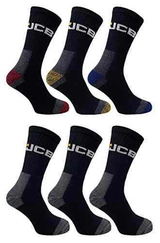 JCB - Herren Multipack Arbeitssocken – sortiert schwarz – UK 6–11 EUR 39–46, Schwarz , 6-11 von JCB