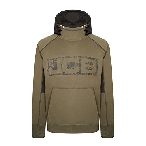 JCB - Horton Hoodie, Größe M – aus 80 % Baumwolle und 20 % Polyester – Hoodies für Herren – mit JCB Branding Details – Herrenbekleidung – Ellbogen-Patches aus Cordura-Stoff – 320 g/m² – Olive/Schwarz von JCB