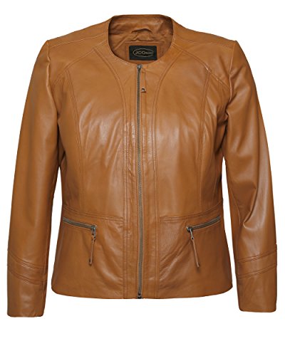 JCC Damen Lederjacke Mit Edlem Design 731-Ii Cognac 46 von JCC