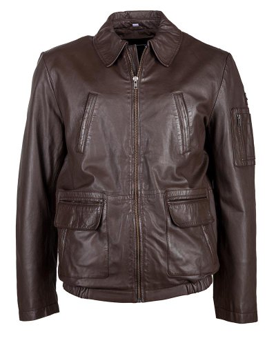 JCC Herren Lederjacke Mit Verschließbaren Brusttaschen 48033 Brown 54 von JCC