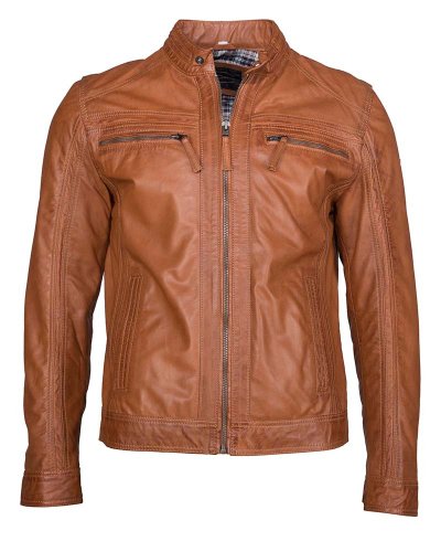 JCC Herren Lederjacke Mit Zwei Brusttaschen El101 52 Cognac von JCC