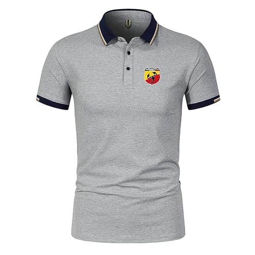 Herren Poloshirts Solid Color Revers für Ab.a_rth Printed Taste Kurze Ärmel T-Shirts Klassisch Lässig Sportbekleidung (Grey,S) von JCDZSW
