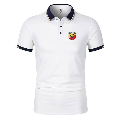 Herren Poloshirts Solid Color Revers für Ab.a_rth Printed Taste Kurze Ärmel T-Shirts Klassisch Lässig Sportbekleidung (White,L) von JCDZSW