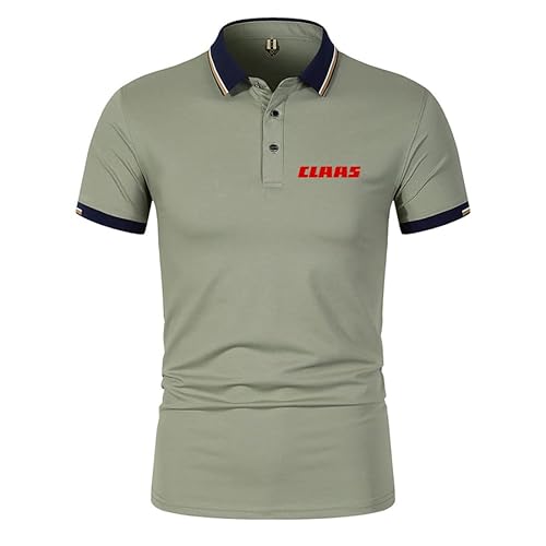 Herren Poloshirts Solid Color Revers für Cl_AAS Printed Taste Kurze Ärmel T-Shirts Klassisch Lässig Sportbekleidung (Army Green,L) von JCDZSW