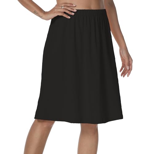 JCQIGOA Unterröcke Damen Lang Petticoat Sommer Damen Unterrock Baumwolle Unterkleid Weiß Underskirt Baumwolle Unterwäsche，Schwarz XXL von JCQIGOA