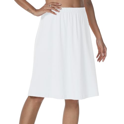 JCQIGOA Unterröcke Damen Lang Petticoat Sommer Damen Unterrock Baumwolle Unterkleid Weiß Underskirt Baumwolle Unterwäsche，weiß L von JCQIGOA