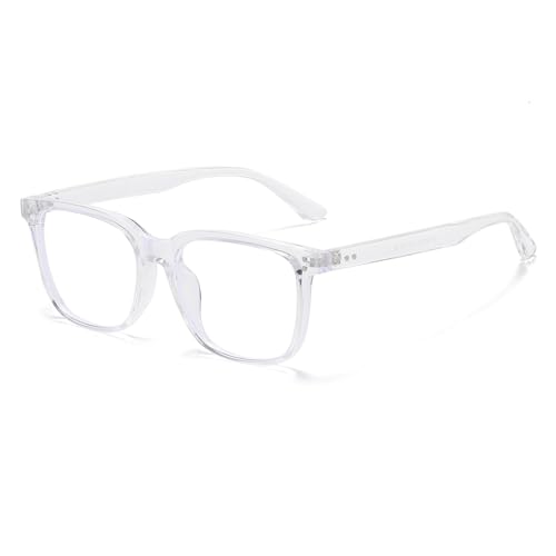 JCTAIFOO Blaufilterbrille Blaulicht blockierende Gläser, Vintage Retro Quadratische Leichte Anti Eyestrain Computer Brille für Damen und Herren (Transparent) von JCTAIFOO