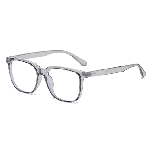 JCTAIFOO Blaufilterbrille Blaulicht blockierende Gläser, Vintage Retro Quadratische Leichte Anti Eyestrain Computer Brille für Damen und Herren (Transparent Grau) von JCTAIFOO