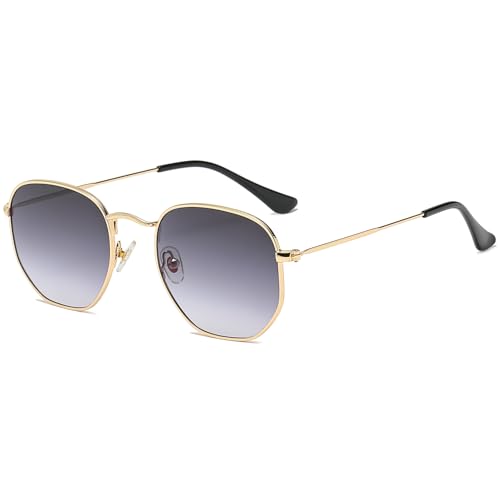 JCTAIFOO Mode Polygon Sonnenbrille für Herren und Damen Leichter Sechseckiger Metallrahmen UV400 Schutz Brille Gold/Grau Gradient JCTAIFOO Mode Polygon Sonnenbrille für Herren und Damen Leichter Sechseckiger Metallrahmen UV400 Schutz Brille Gold/Grau Gradient von JCTAIFOO
