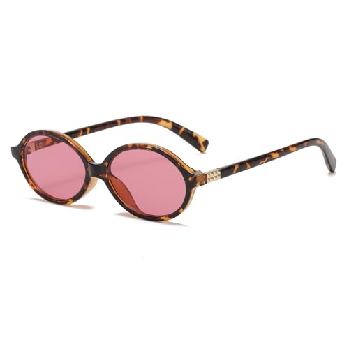 JCTAIFOO Retro Kleine Ovale Sonnenbrille für Damen Herren Vintage Runde Brille mit goldener Metallverzierung Leopard/Rosa JCTAIFOO Retro Kleine Ovale Sonnenbrille für Damen Herren Vintage Runde Brille mit goldener Metallverzierung Leopard/Rosa von JCTAIFOO