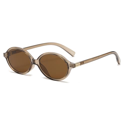 JCTAIFOO Retro Kleine Ovale Sonnenbrille für Damen Herren Vintage Runde Brille mit goldener Metallverzierung Transparent gelbbraun/Gelbbraun JCTAIFOO Retro Kleine Ovale Sonnenbrille für Damen Herren Vintage Runde Brille mit goldener Metallverzierung Transparent gelbbraun/Gelbbraun von JCTAIFOO