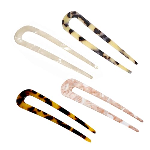 JCUGSBS 4 Stück U-förmige Haarnadeln Französischer Stil French Style hairpin Haarspangen Kopfschmuck für Frauen und Mädchen von JCUGSBS