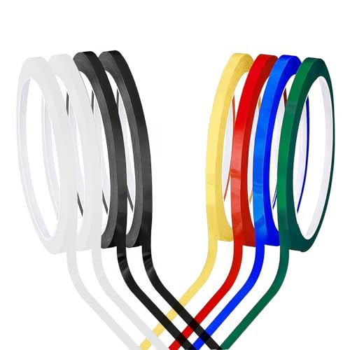 JCUGSBS Klebestreifen Bunt 8 Rollen Whiteboard KlebebandChart Tape Artist Tape Marking Masking Tape Modellbau Whiteboard Linien 6 Farben Sortiert 3mm Breite Whiteboard Tape Für Schule,Büro Und Zuhause von JCUGSBS