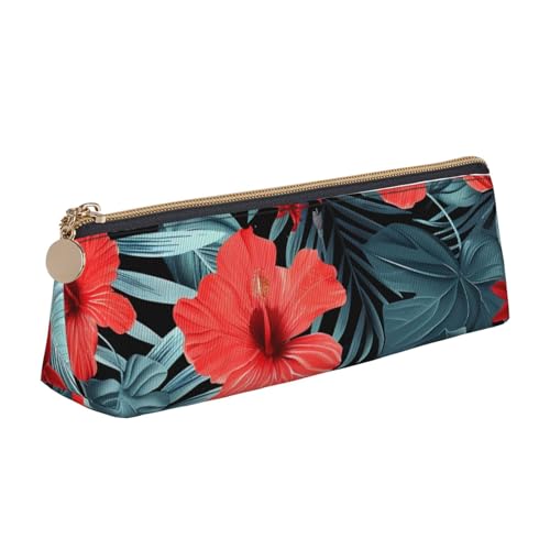 JCVOTREL Federmäppchen aus Leder mit Wassermelonen-Motiv, dreieckig, mit Reißverschluss, für Schule, Reisen, Büro, Roter Hibiskus, Einheitsgröße, Kosmetiktasche JCVOTREL Federmäppchen aus Leder mit Wassermelonen-Motiv, dreieckig, mit Reißverschluss, für Schule, Reisen, Büro, Roter Hibiskus, Einheitsgröße, Kosmetiktasche von JCVOTREL