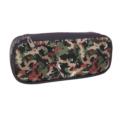 JCVOTREL Federmäppchen aus Leder mit buntem Fischmotiv, mit Reißverschluss, für Schule, Reisen, Büro, camouflage, Einheitsgröße, Kosmetiktasche von JCVOTREL