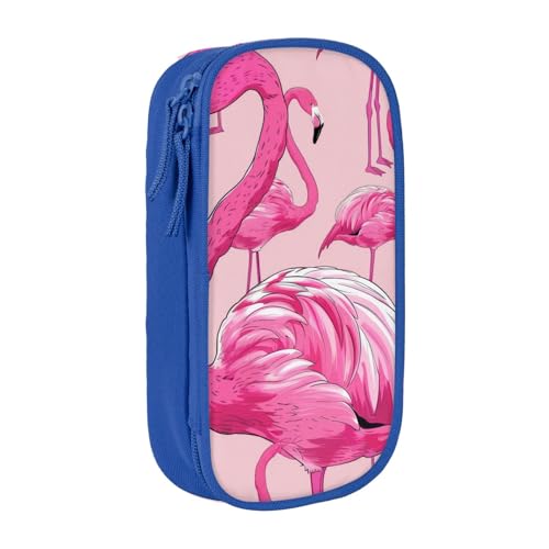 JCVOTREL Federmäppchen mit Flamingo-Motiv, großes Fassungsvermögen, Stifteetui mit Reißverschluss, für Schule, Reisen, Büro, Rosa, blau, Einheitsgröße, Kosmetiktasche von JCVOTREL