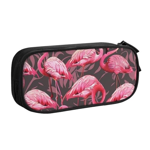 JCVOTREL Federmäppchen mit niedlichem Flamingo-Muster, großes Fassungsvermögen, Schreibwaren-Tasche, Stifteetui mit Reißverschluss, für Schule, Reisen, Büro, Schwarz , Einheitsgröße, Kosmetiktasche von JCVOTREL