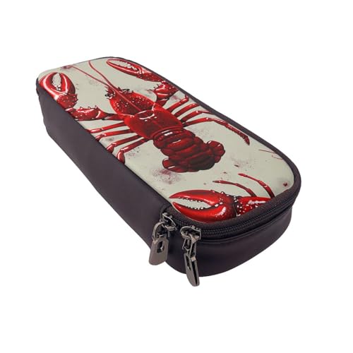 JCVOTREL Federmäppchen mit rotem Hummer-Motiv, Leder, Flip-Schreibwaren-Tasche, Stifteetui mit Reißverschluss, für Schule, Reisen, Büro, Roter Hummer, Einheitsgröße, Kosmetiktasche JCVOTREL Federmäppchen mit rotem Hummer-Motiv, Leder, Flip-Schreibwaren-Tasche, Stifteetui mit Reißverschluss, für Schule, Reisen, Büro, Roter Hummer, Einheitsgröße, Kosmetiktasche von JCVOTREL