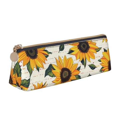 JCVOTREL Federmäppchen mit tropischer Palme, bedrucktes Leder, dreieckig, Schreibwaren-Tasche, Stifteetui mit Reißverschluss, für Schule, Reisen, Büro, Sonnenblumenmuster, Einheitsgröße, JCVOTREL Federmäppchen mit tropischer Palme, bedrucktes Leder, dreieckig, Schreibwaren-Tasche, Stifteetui mit Reißverschluss, für Schule, Reisen, Büro, Sonnenblumenmuster, Einheitsgröße, von JCVOTREL