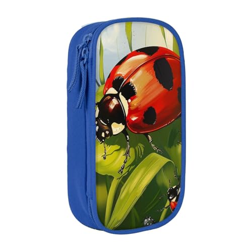 JCVOTREL Ladybug bedrucktes Federmäppchen – große Kapazität Schreibwarentasche Stifteetui mit Reißverschluss für Schule, Reisen, Büro, blau, Einheitsgröße, Kosmetiktasche von JCVOTREL