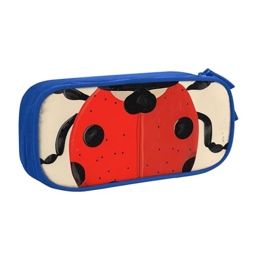 JCVOTREL Ladybug bedrucktes Federmäppchen – große Kapazität Schreibwarentasche Stifteetui mit Reißverschluss für Schule, Reisen, Büro, blau, Einheitsgröße, Kosmetiktasche von JCVOTREL