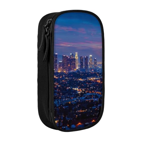 JCVOTREL Los Angeles Skyline bedrucktes Federmäppchen – große Kapazität, Schreibwaren-Tasche, Stifteetui mit Reißverschluss, für Schule, Reisen, Büro, Schwarz , Einheitsgröße, Kosmetiktasche von JCVOTREL