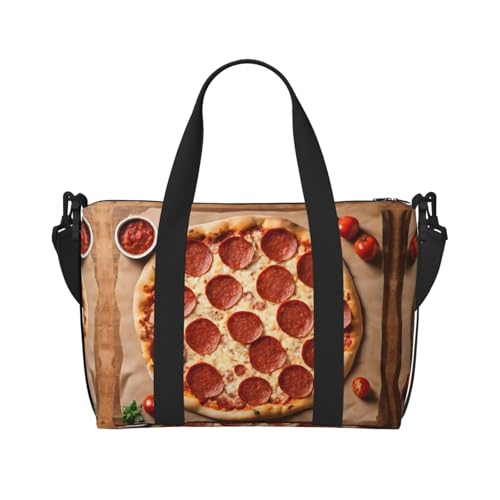Faltbare Reisetasche, Sporttasche, Handgepäck, Handtasche, Crossbody-Tasche für Männer und Frauen, 3D-Pizza-Pfefferoni von JCVYTSDLK
