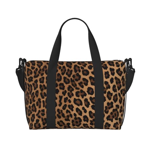 Faltbare Reisetasche, Sporttasche, Handgepäck, Handtasche, Übernachtung, Crossbody-Tasche für Männer und Frauen – wilder Leopard, Schwarz, Einheitsgröße von JCVYTSDLK
